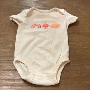 Charming Cream Bodysuit with Rainbow and Sun Motif
